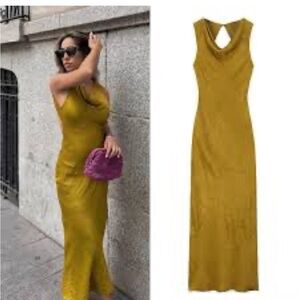 ZARA WRINKLE LOOK MIDI DRESS
OLIVE GREEN